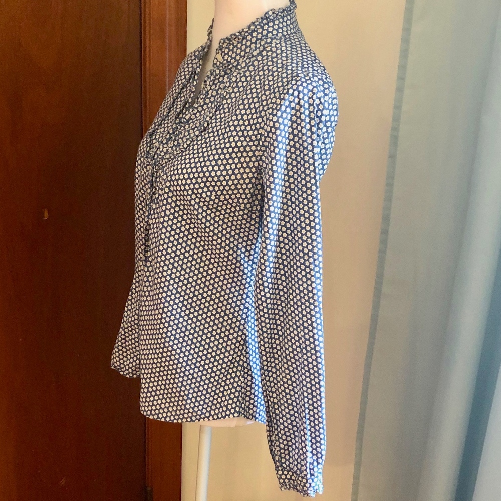 J.Crew Blue Ruffle Daisy Button-Down Shirt - Picture 6 of 8